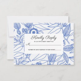 Blue Botanic Personalisiert Floral Wedding RSVP