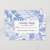 Blue Botanic Personalisiert Floral Wedding RSVP (Vorne/Hinten)