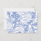 Blue Botanic Personalisiert Floral Wedding RSVP Karte (Rückseite)