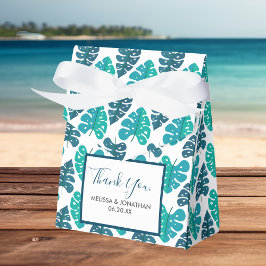Blue Botanical Beach Palm Foliage Hochzeit Geschenkschachtel
