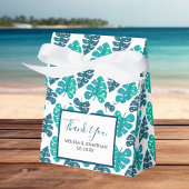 Blue Botanical Beach Palm Foliage Hochzeit Geschenkschachtel