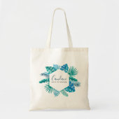 Blue Botanical Beach Trauzeugin Chic Monogram Tragetasche (Vorne)