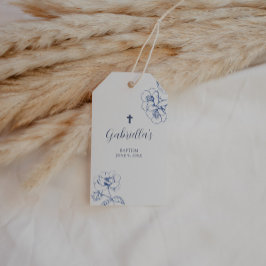 Blue Botanical Floral Baptism Geschenkanhänger