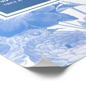 Blue Botanical Florals Wedding Chart Poster (Ecke)