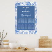 Blue Botanical Florals Wedding Chart Poster (Küche)