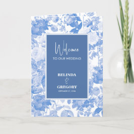 Blue Botanical Florals Wedding Order of Service Programm