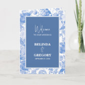 Blue Botanical Florals Wedding Order of Service Programm (Vorderseite)