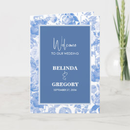 Blue Botanical Florals Wedding Order of Service Programm