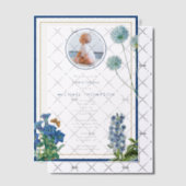 Blue Botanical Gold Taufe Christening Boy Foto Pergament Einladungen (Versetzt (Einladung))