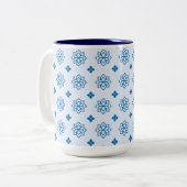 Blue Botanical Inspired Motif Zweifarbige Tasse (Vorderseite Links)