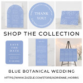 Blue Botanical Modern Wedding Menu Menükarte