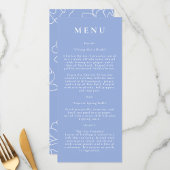Blue Botanical Modern Wedding Menu Menükarte