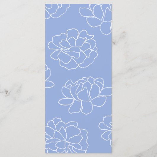 Blue Botanical Modern Wedding Menu Menükarte (Rückseite)