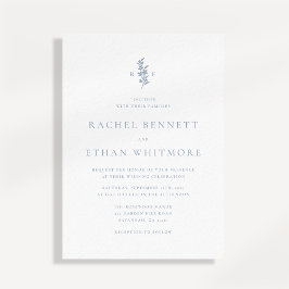 Blue Botanical Motif Wedding Invitation Ankündigung