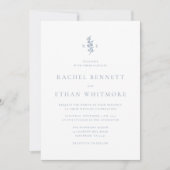 Blue Botanical Motif Wedding Invitation Ankündigung (Vorderseite)