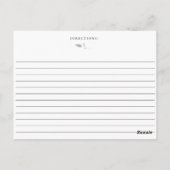 Blue Botanical Recipe Card Postkarte (Rückseite)