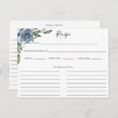 Blue Botanical Recipe Card Postkarte (Vorne/Hinten)