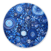 Blue Botanical Shibori Keramikknauf (Vorderseite)