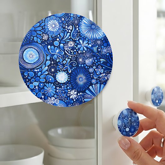 Blue Botanical Shibori Keramikknauf