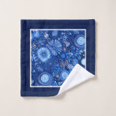 Blue Botanical Shibori Sprichwort Badhandtuch Set (Waschlappen)