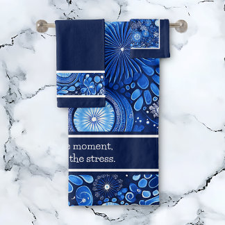 Blue Botanical Shibori Sprichwort Badhandtuch Set