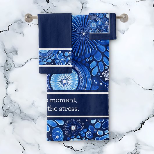 Blue Botanical Shibori Sprichwort Badhandtuch Set