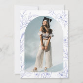 Blue Botanical Sketch Graduation Invite Einladung (Rückseite)