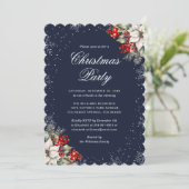 Blue Botanical Snowflake Elegant Christmas Party Einladung (Stehend Vorderseite)