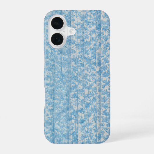 Blue Botanical Stripe Phone Case iPhone 16 Hülle (Rückseite)