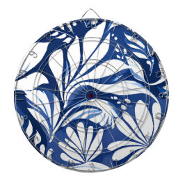 Blue Botanical Watercolor Floral Pattern Dartscheibe