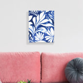 Blue Botanical Watercolor Floral Pattern Leinwanddruck (Insitu (Wohnzimmer))