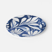 Blue Botanical Watercolor Floral White Pattern Pappteller (Schrägansicht)
