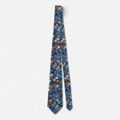 Blue Botanical Watercolor Print Neck Tie Krawatte (Vorderseite)
