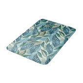 Blue Botanical Wave Modern Pattern Badematte (Schrägansicht)