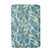 Blue Botanical Wave Modern Pattern Badematte (Vorderseite Vertikal)