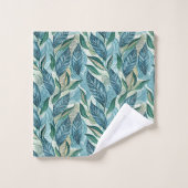 Blue Botanical Wave Modern Pattern Badhandtuch Set (Waschlappen)