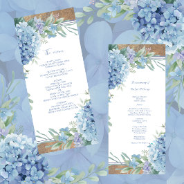 Blue Botanical Wedding Hydrangea Menü Programm