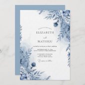 Blue Botanical Whimsy Wedding Einladung (Vorne/Hinten)