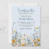 Blue Botanical Wildflower Bridal Shower Einladung (Vorderseite)