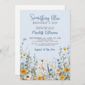 Blue Botanical Wildflower Bridal Shower Einladung (Vorne/Hinten)