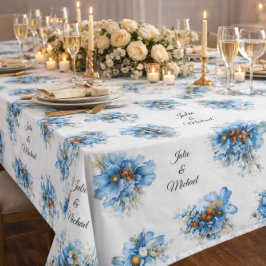 Blue Botanical Wreath Wedding Decor Newlyweds Tischdecke
