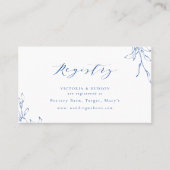 Blue botanisches Wappen Monogramm Bridal Registrie Platzkarte (Vorderseite)