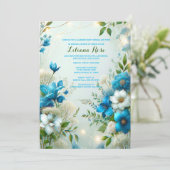 Blue Botanticals Garden Party Dusche von Bride-to- Einladung (Stehend Vorderseite)
