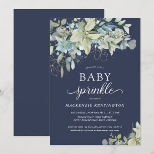 Blue Botantus Baby Sprinkle Einladung