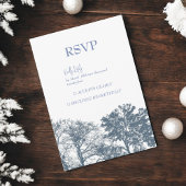 Blue Bottom Trees Boho Wedding RSVP Karte
