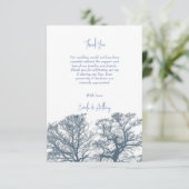 Blue Bottom Trees Tropical Boho Hochzeit Dankeskarte (Stehend Vorderseite)