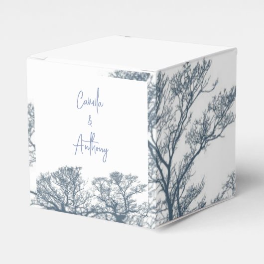 Blue Bottom Trees Tropical Boho Hochzeit Geschenkschachtel (Vorderseite)