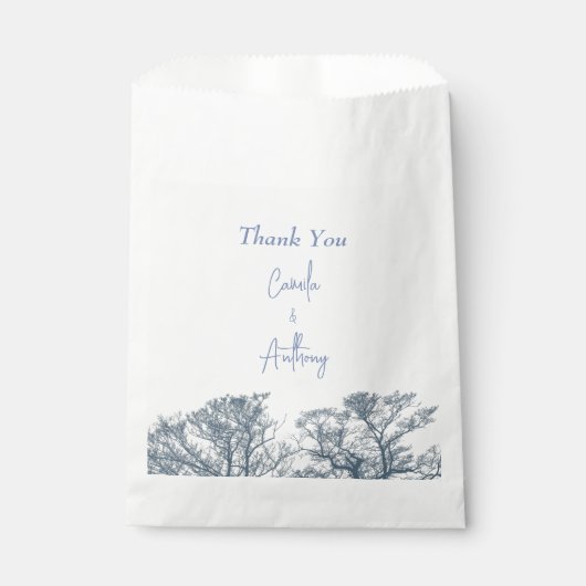 Blue Bottom Trees Tropical Boho Hochzeit Geschenktütchen (Vorderseite)