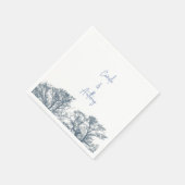 Blue Bottom Trees Tropical Boho Hochzeit Serviette (Ecke)