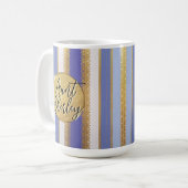 Blue Bougie Stripes Personalisiert Kaffee Tasse (Vorderseite Links)